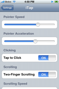 iTap's Configuration Options iTap offers a straight-forward settings screen that offers all you'll need.